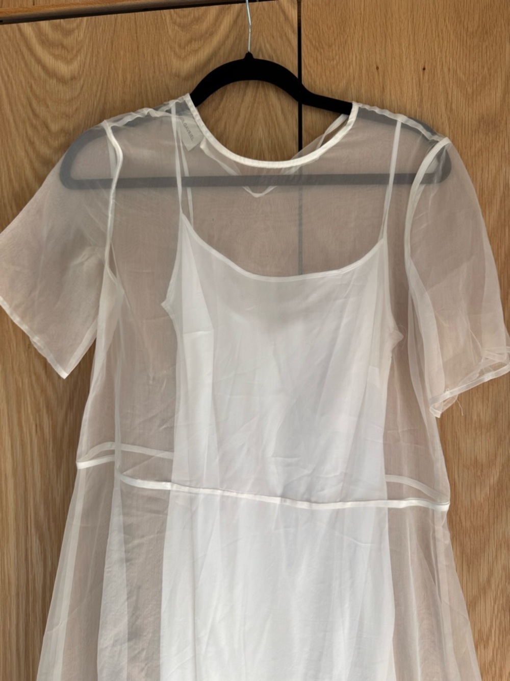 Mansur Gavriel White Sheer Midi Dress with Slip - Picture 4 of 10